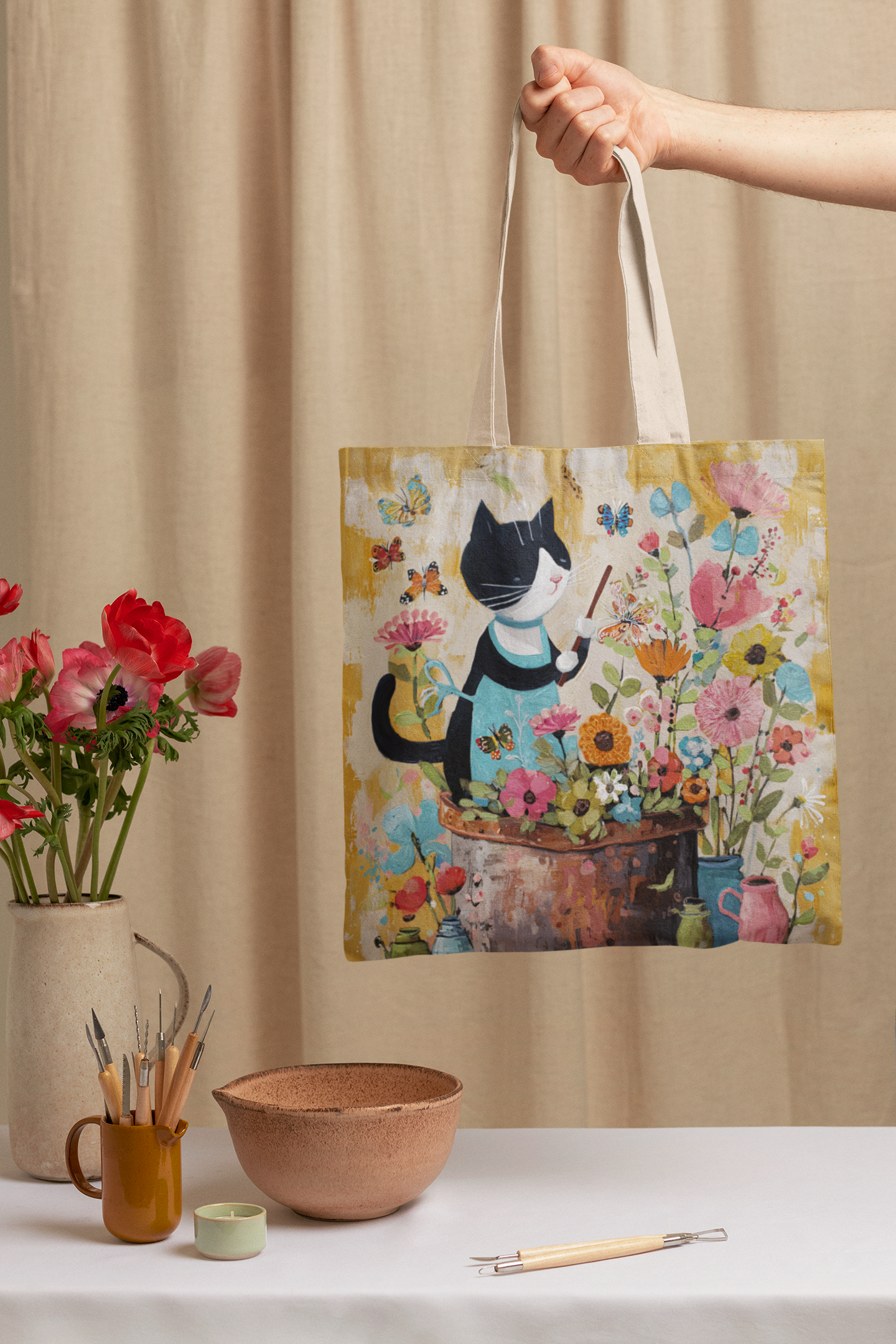 The Whimsical Cat Garden Unisex AOP Totebag Zipper